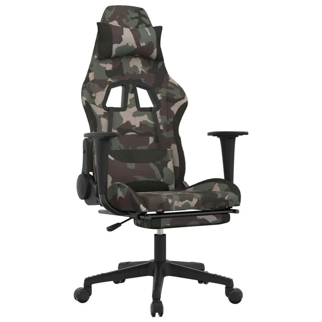 Massage Gaming Chair with Footrest Black and Camouflage Fabric 345510