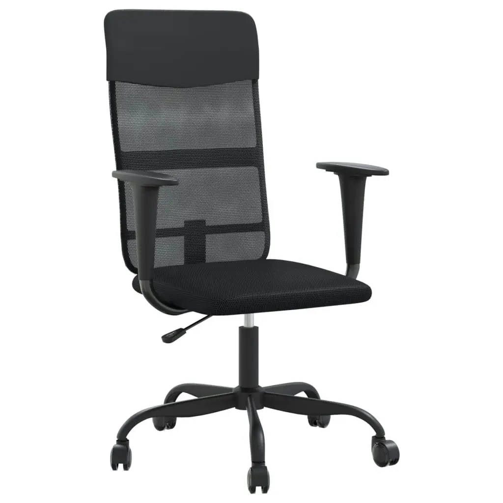 Office Chair Height Adjustable Black Mesh Fabric and Faux Leather 353013