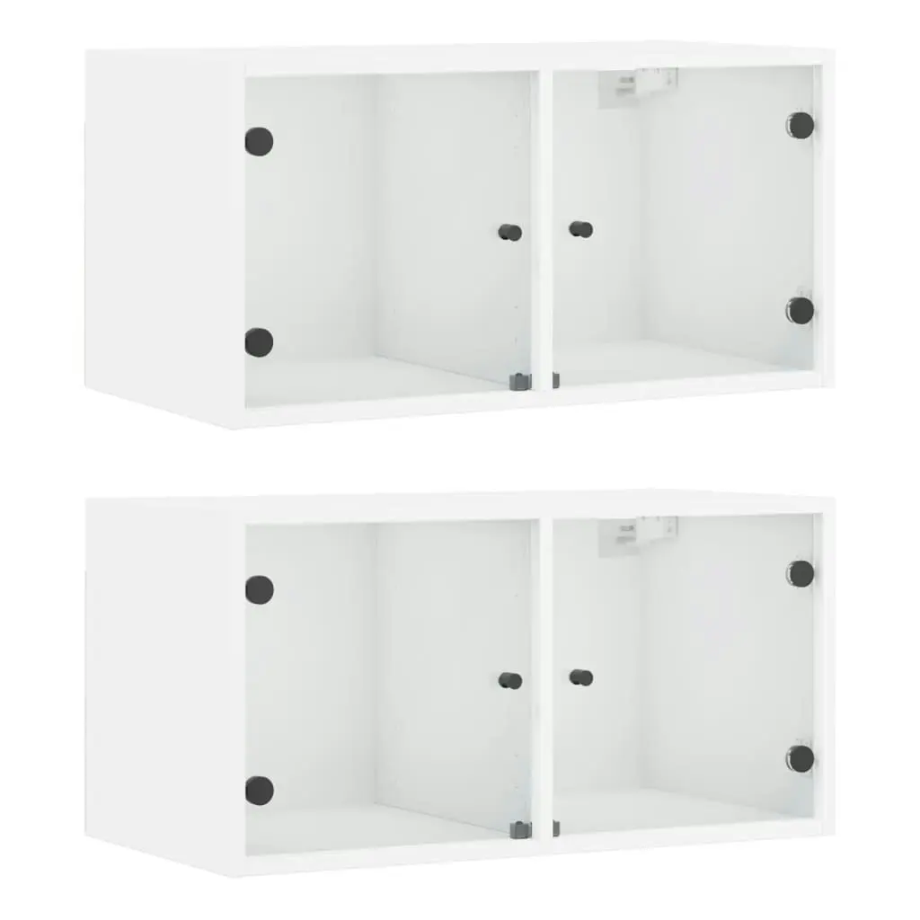 Wall Cabinets with Glass Doors 2 pcs White 68.5x37x35 cm 836498