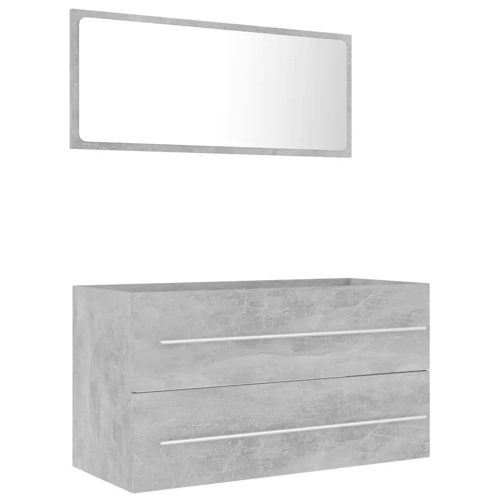 2 Piece Bathroom Furniture Set Concrete Grey Engineered Wood 804849