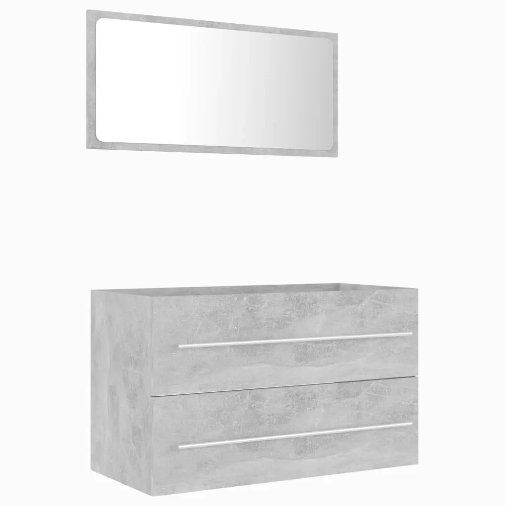 2 Piece Bathroom Furniture Set Concrete Grey Engineered Wood 804840