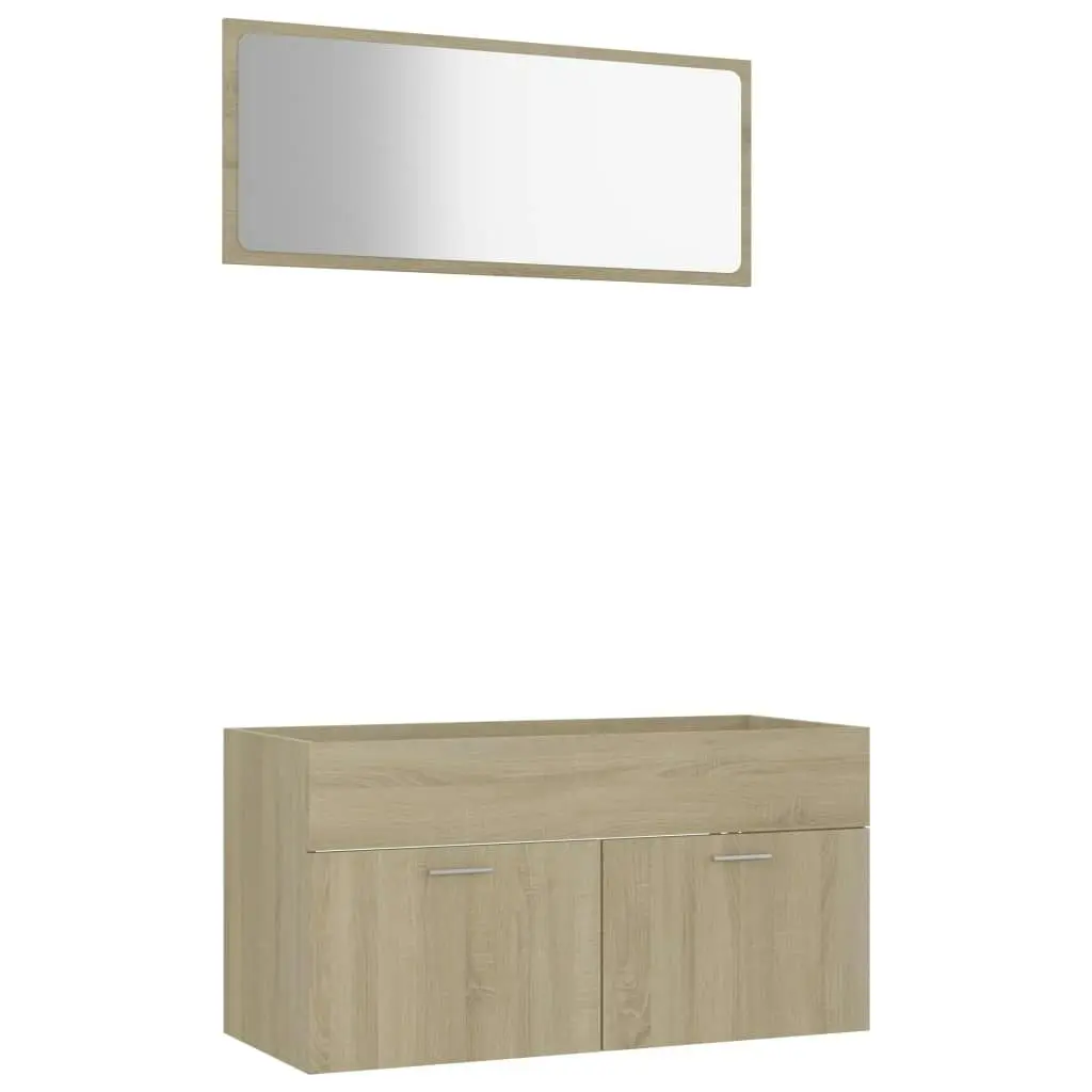 2 Piece Bathroom Furniture Set Sonoma Oak Engineered Wood 804803