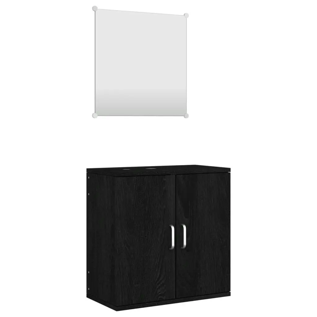 2 Piece Bathroom Furniture Set Black Engineered Wood 242559