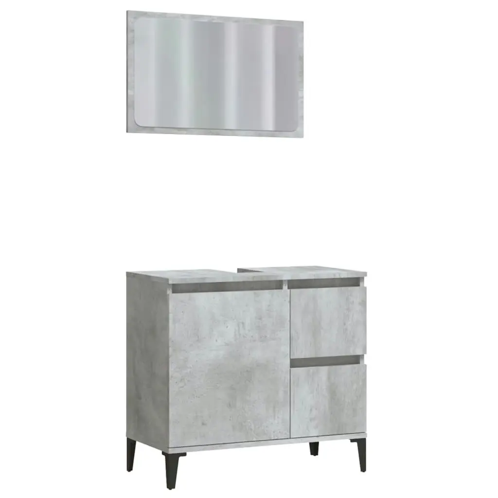 2 Piece Bathroom Furniture Set Concrete Grey Engineered Wood 3185570