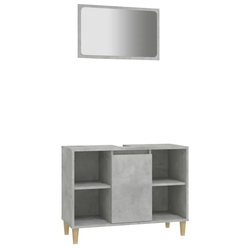 2 Piece Bathroom Furniture Set Concrete Grey Engineered Wood 3185713