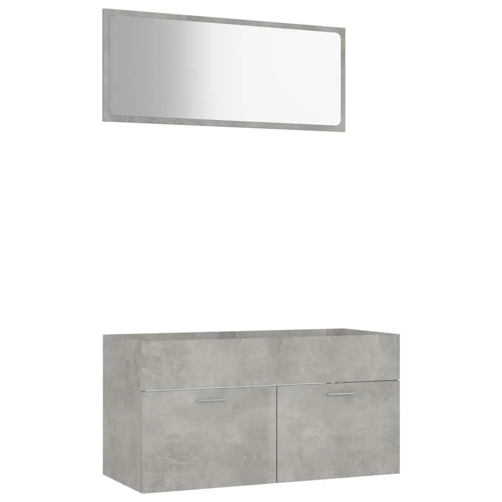 2 Piece Bathroom Furniture Set Concrete Grey Engineered Wood 804804