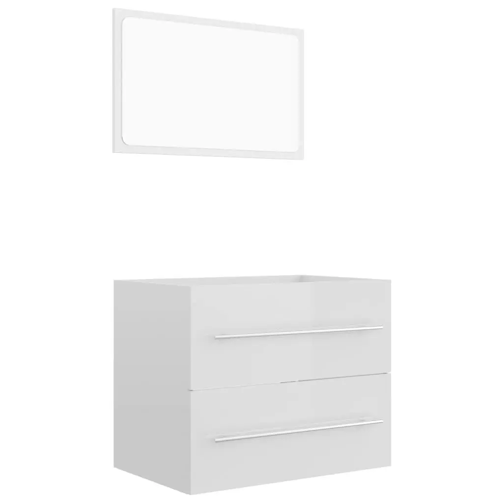 2 Piece Bathroom Furniture Set High Gloss White Engineered Wood 804833