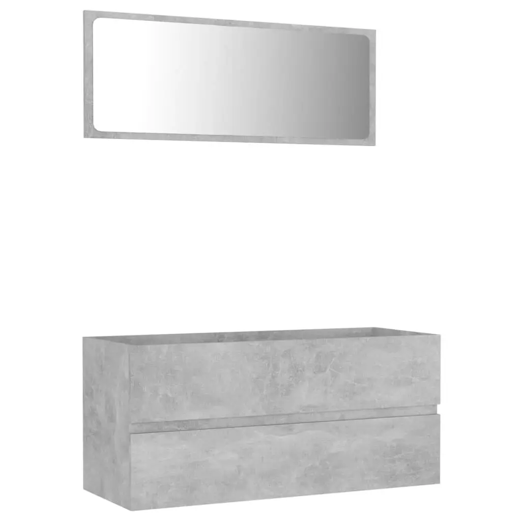 2 Piece Bathroom Furniture Set Concrete Grey Engineered Wood 804903