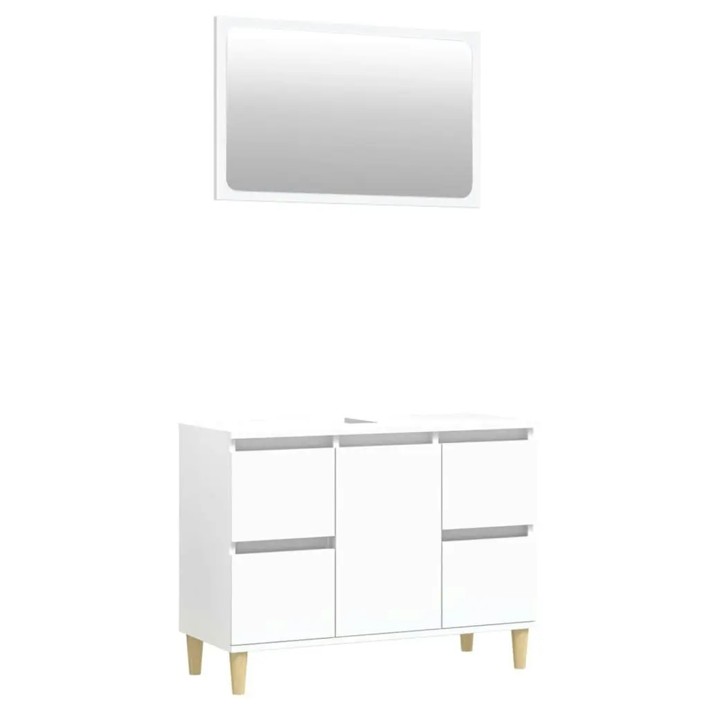 2 Piece Bathroom Furniture Set High Gloss White Engineered Wood 3185701