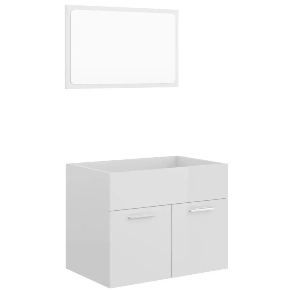 2 Piece Bathroom Furniture Set High Gloss White Engineered Wood 804788