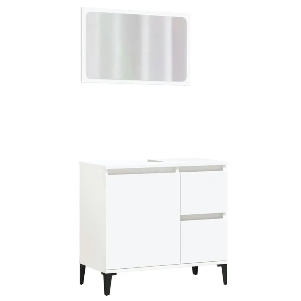 2 Piece Bathroom Furniture Set White Engineered Wood 3185566