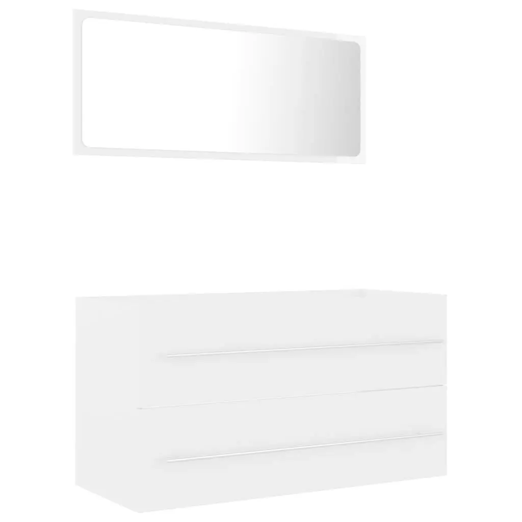 2 Piece Bathroom Furniture Set White Engineered Wood 804845