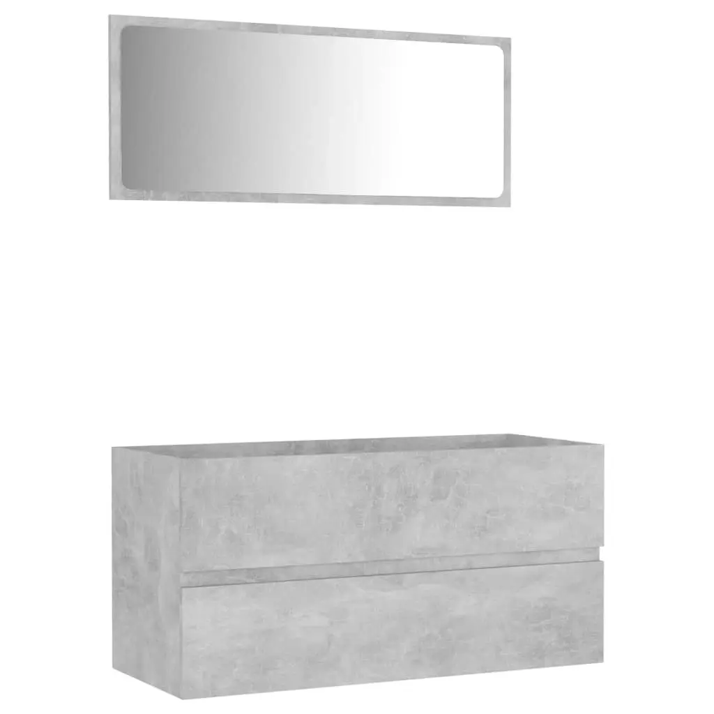 2 Piece Bathroom Furniture Set Concrete Grey Engineered Wood 804894