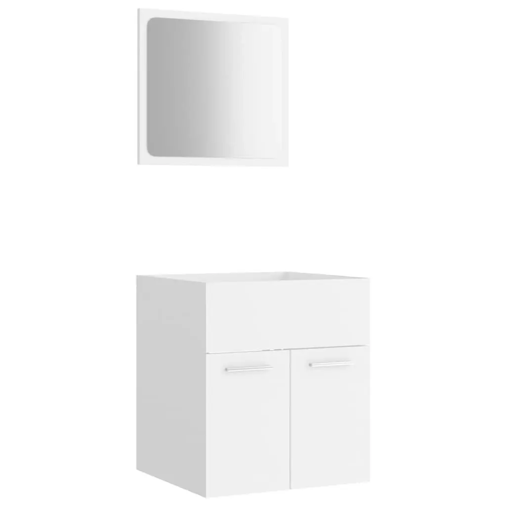 2 Piece Bathroom Furniture Set White Engineered Wood 804773