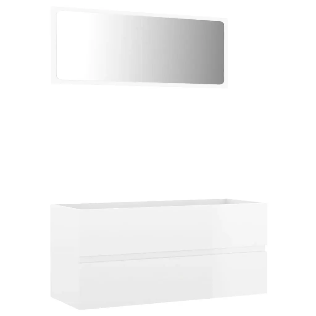 2 Piece Bathroom Furniture Set High Gloss White Engineered Wood 804905