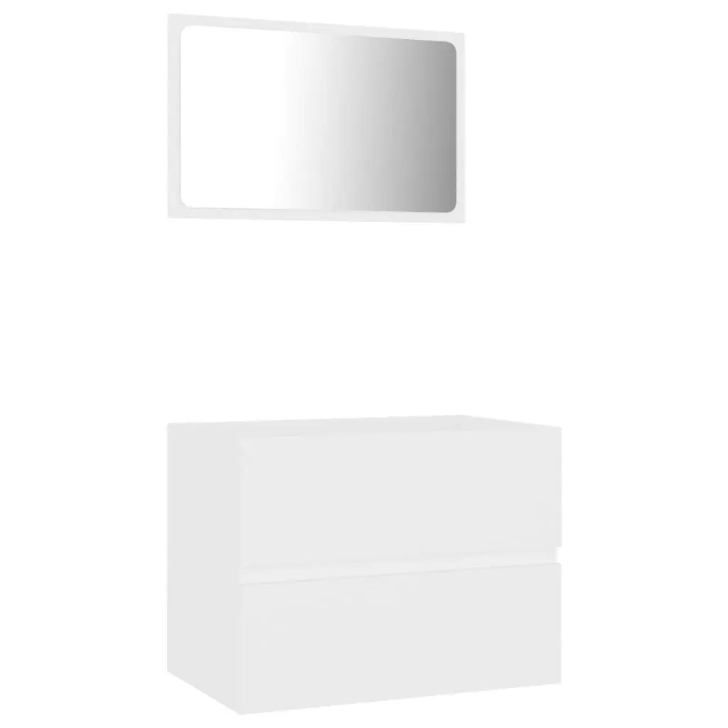 2 Piece Bathroom Furniture Set White Engineered Wood 804872