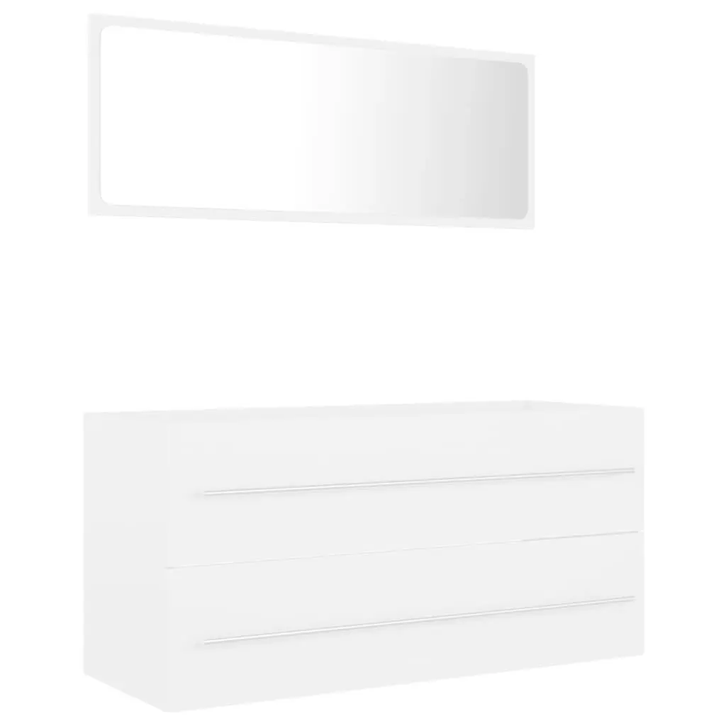 2 Piece Bathroom Furniture Set White Engineered Wood 804854