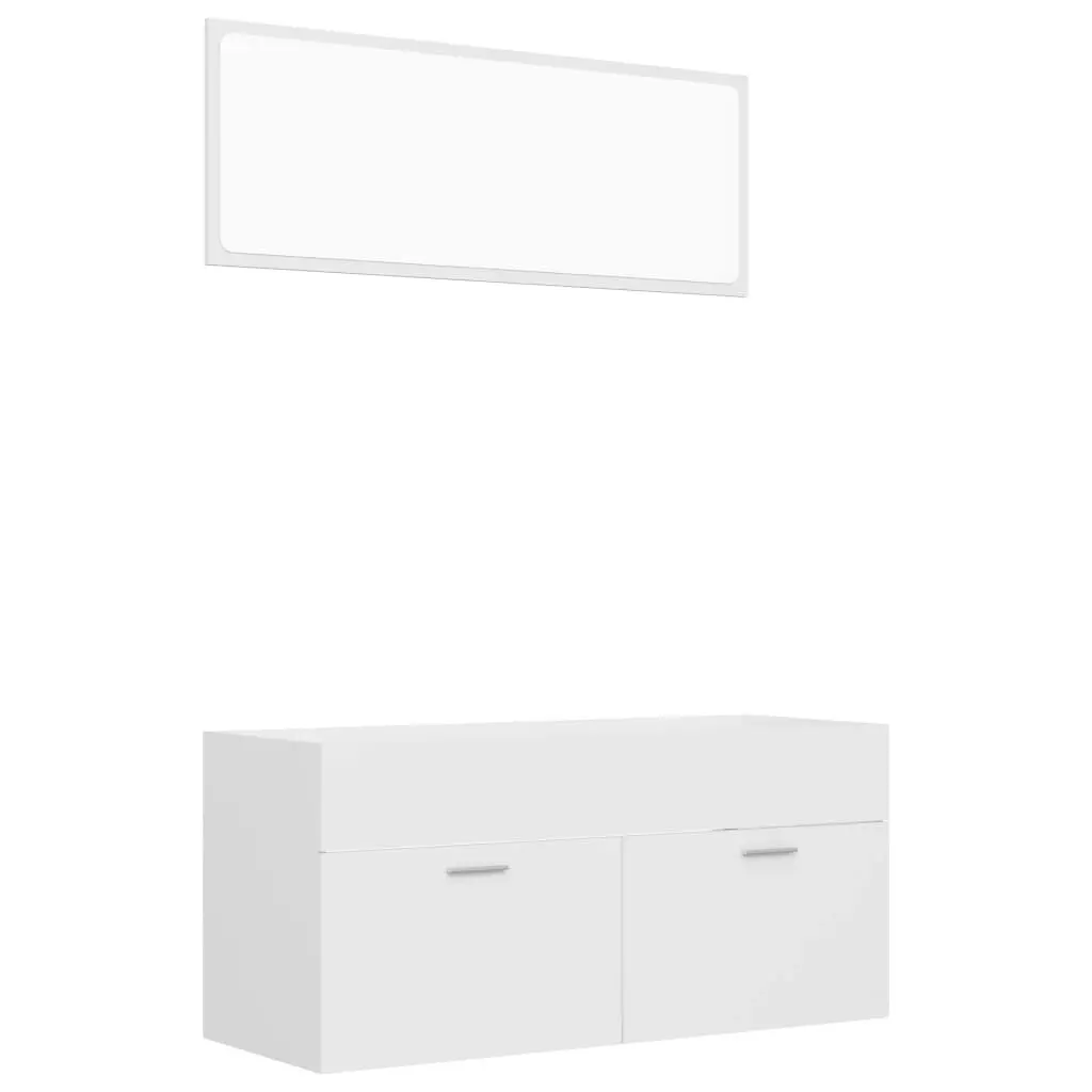 2 Piece Bathroom Furniture Set White Engineered Wood 804809