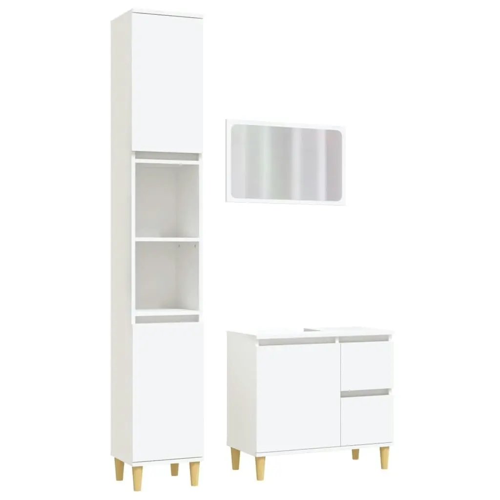 3 Piece Bathroom Furniture Set White Engineered Wood 3185571