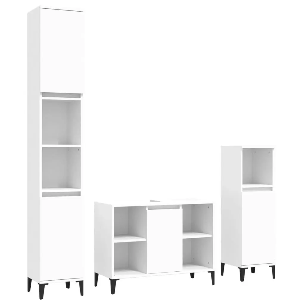 3 Piece Bathroom Furniture Set White Engineered Wood 3185621