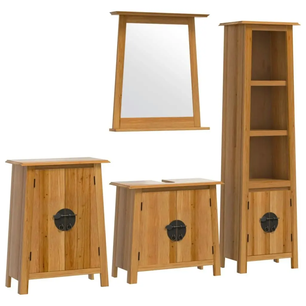 4 Piece Bathroom Furniture Set Solid Wood Pine 3223464