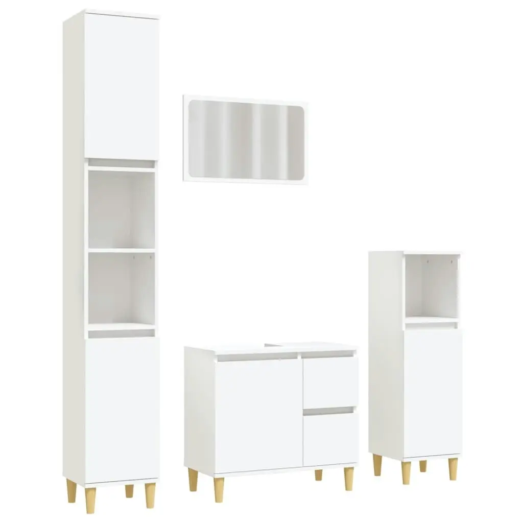 4 Piece Bathroom Furniture Set White Engineered Wood 3185551