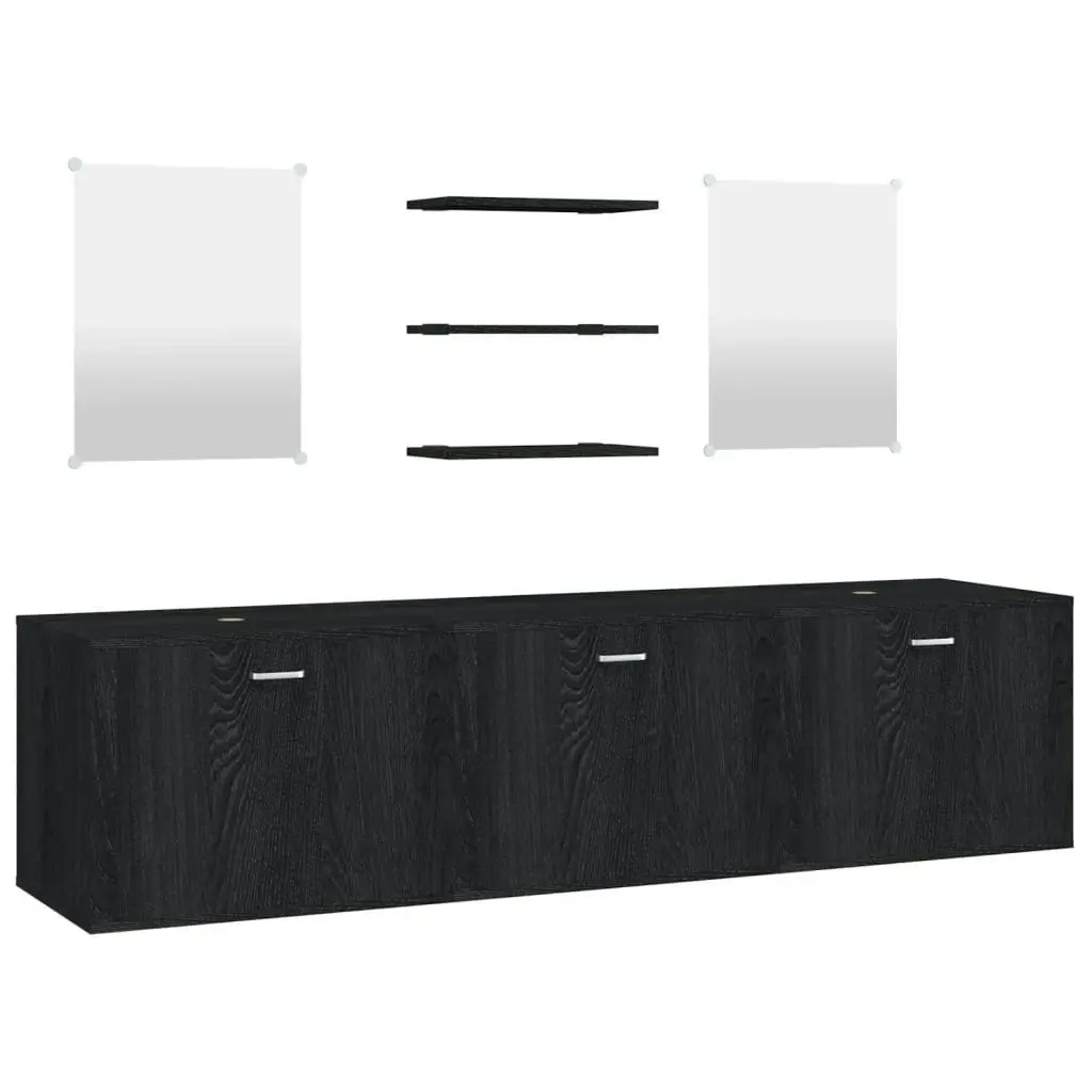 6 Piece Bathroom Furniture Set Black Engineered Wood 242565