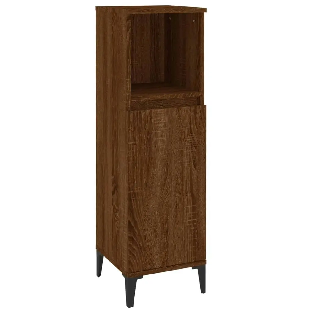 Bathroom Cabinet Brown Oak 30x30x100 cm Engineered Wood 819819