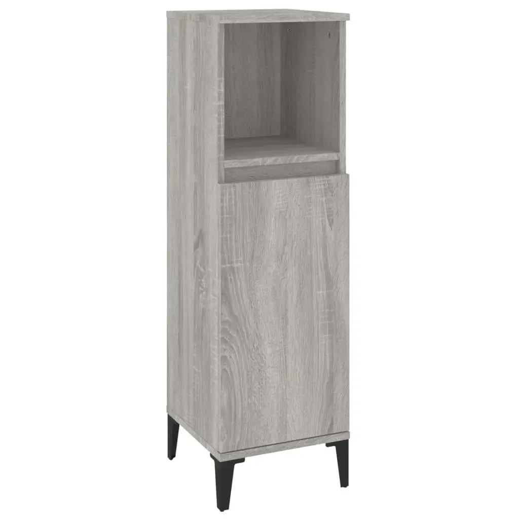 Bathroom Cabinet Grey Sonoma 30x30x100 cm Engineered Wood 819818