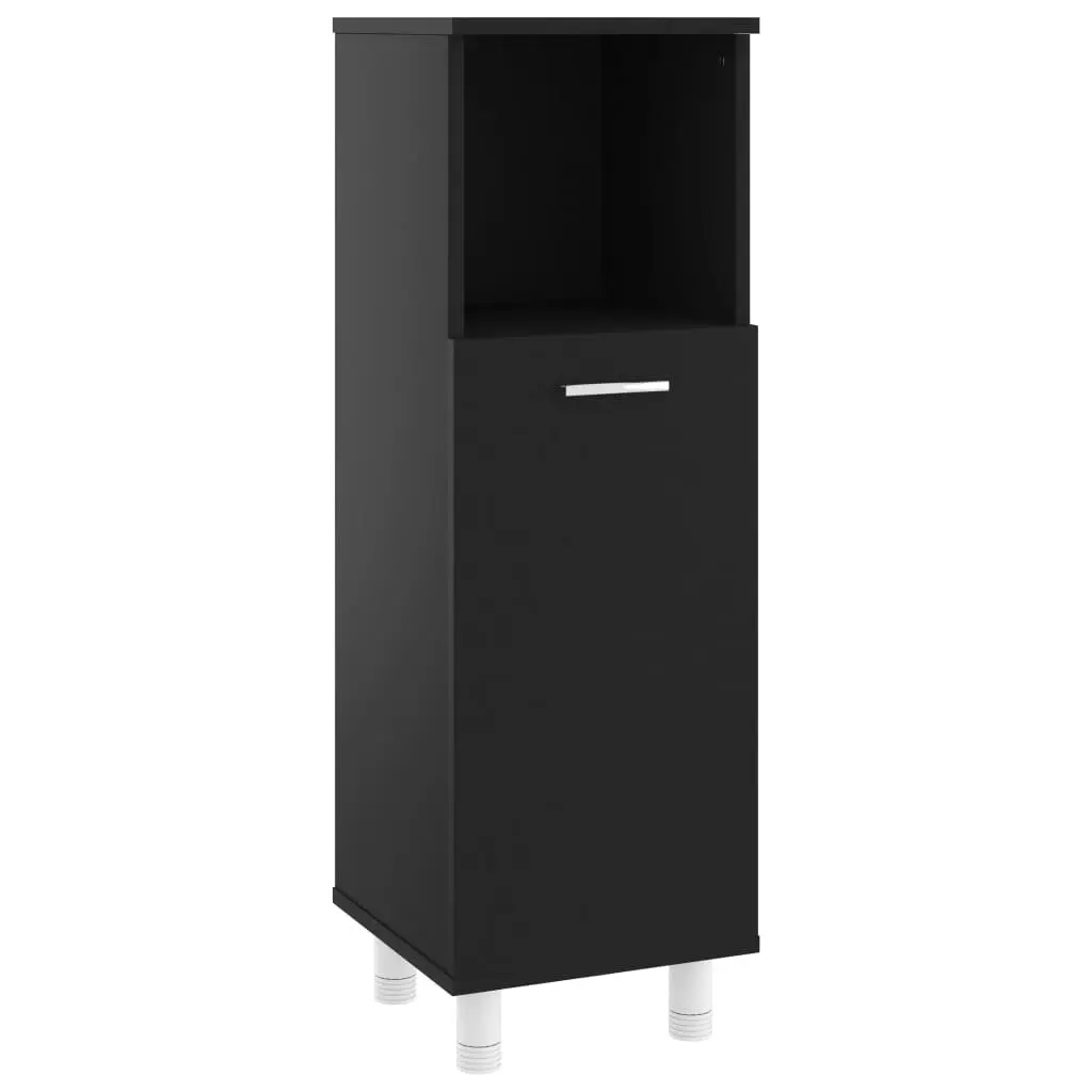 Bathroom Cabinet Black 30x30x95 cm Engineered Wood 802616