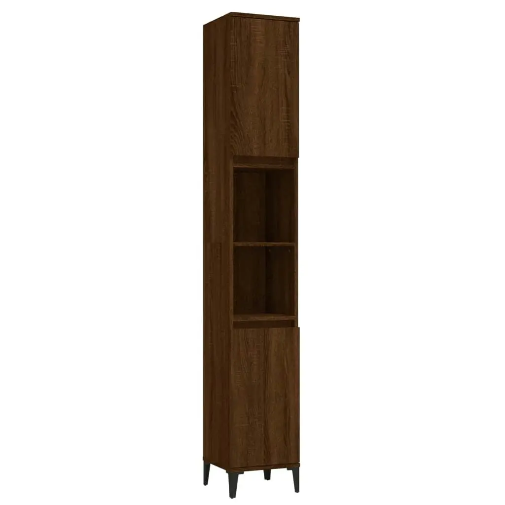 Bathroom Cabinet Brown Oak 30x30x190 cm Engineered Wood 819803