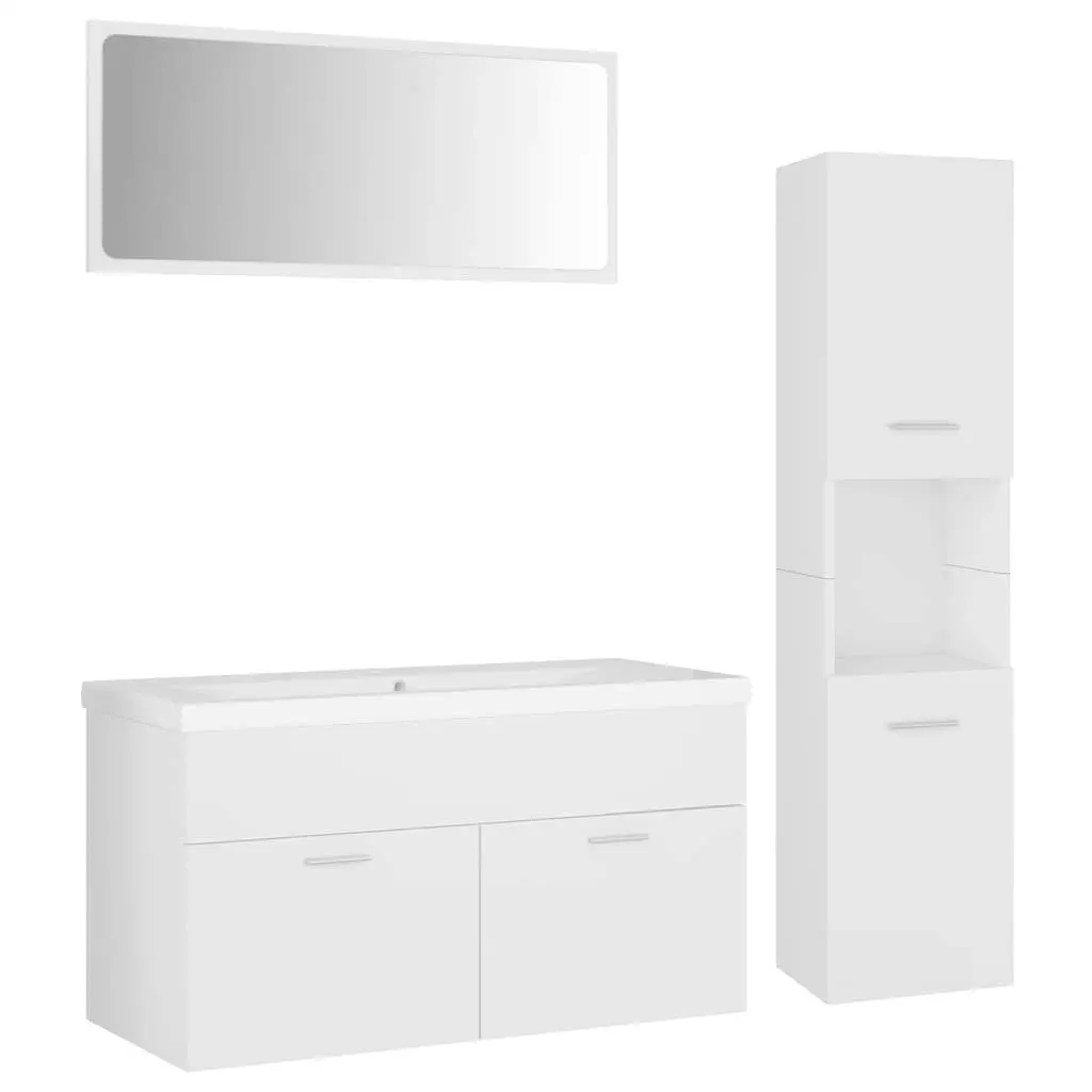 Bathroom Furniture Set White Engineered Wood 3071153