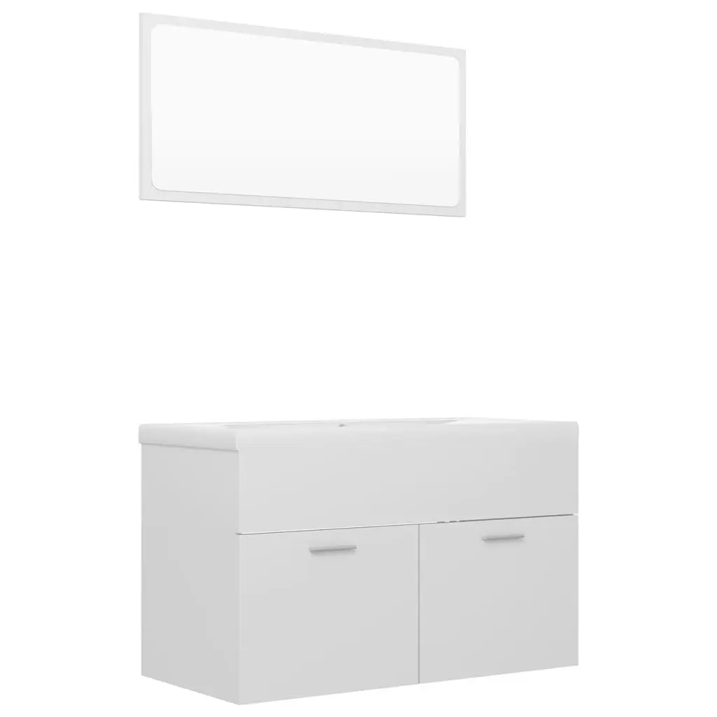 Bathroom Furniture Set High Gloss White Engineered Wood 3070880