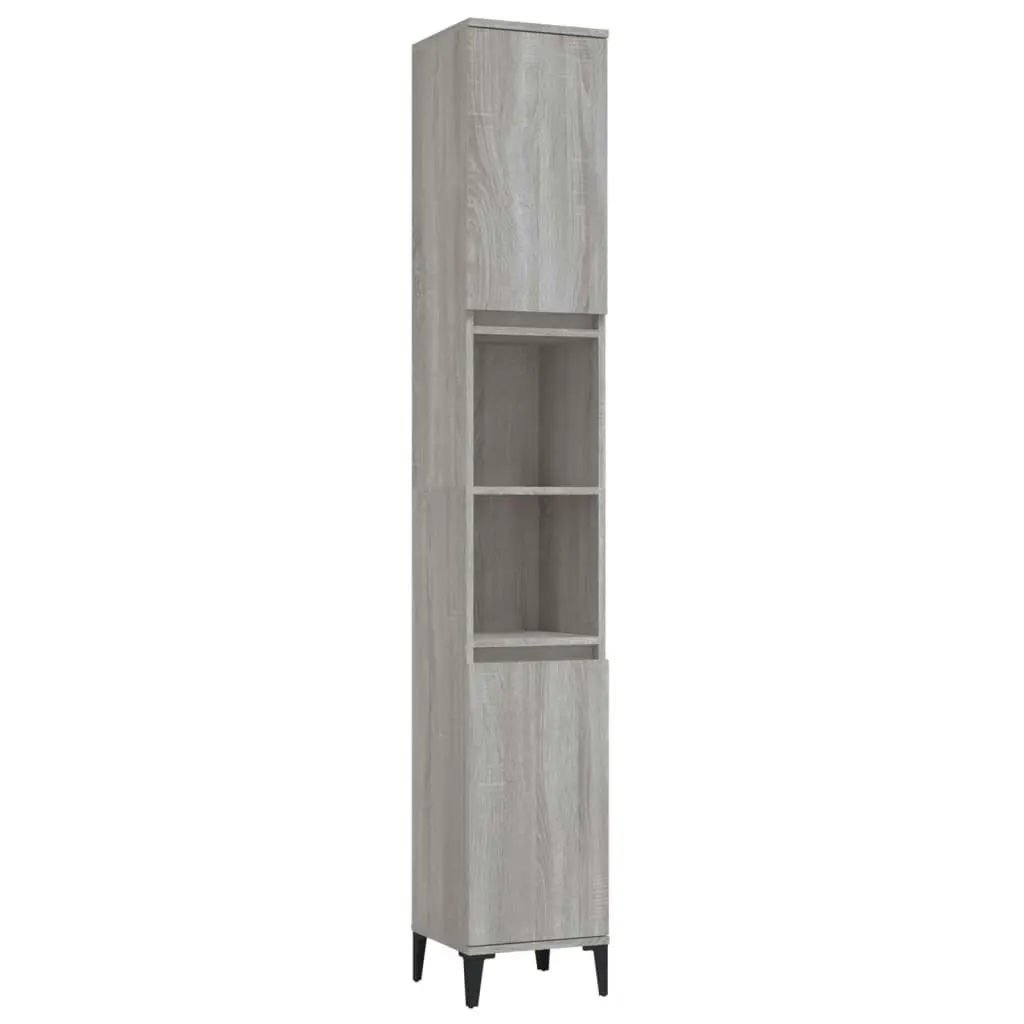 Bathroom Cabinet Grey Sonoma 30x30x190 cm Engineered Wood 819802