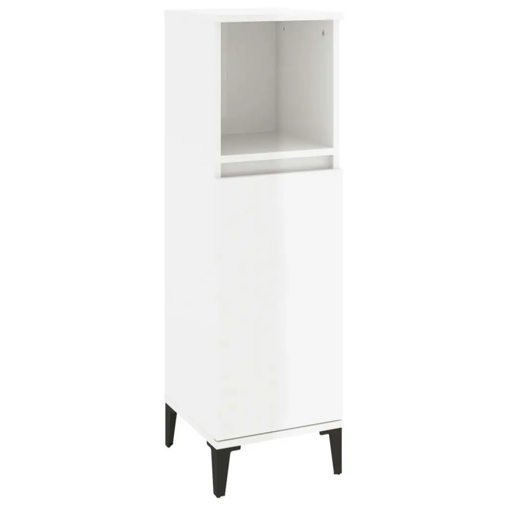 Bathroom Cabinet High Gloss White 30x30x100 cm Engineered Wood 819814