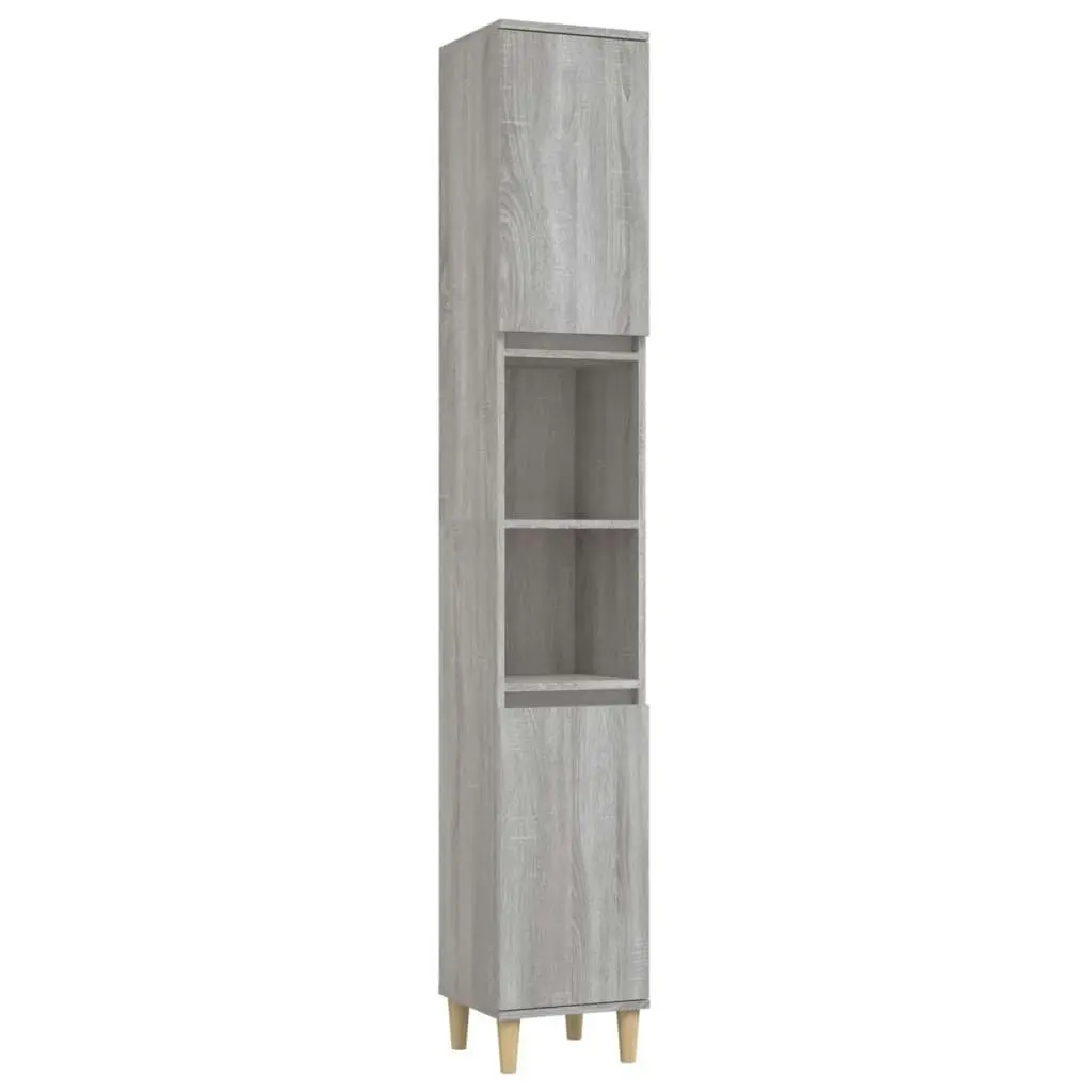 Bathroom Cabinet Grey Sonoma 30x30x190 cm Engineered Wood 819794