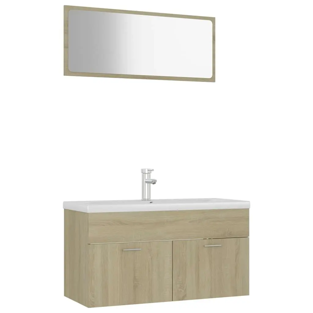 Bathroom Furniture Set Sonoma Oak Engineered Wood 3070886