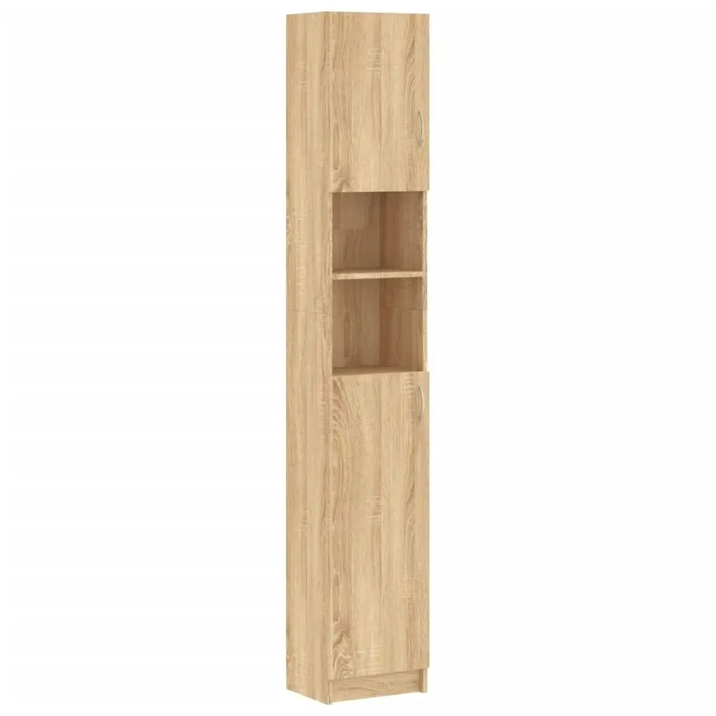 Bathroom Cabinet Sonoma Oak 32x25.5x190 cm Engineered Wood 802879