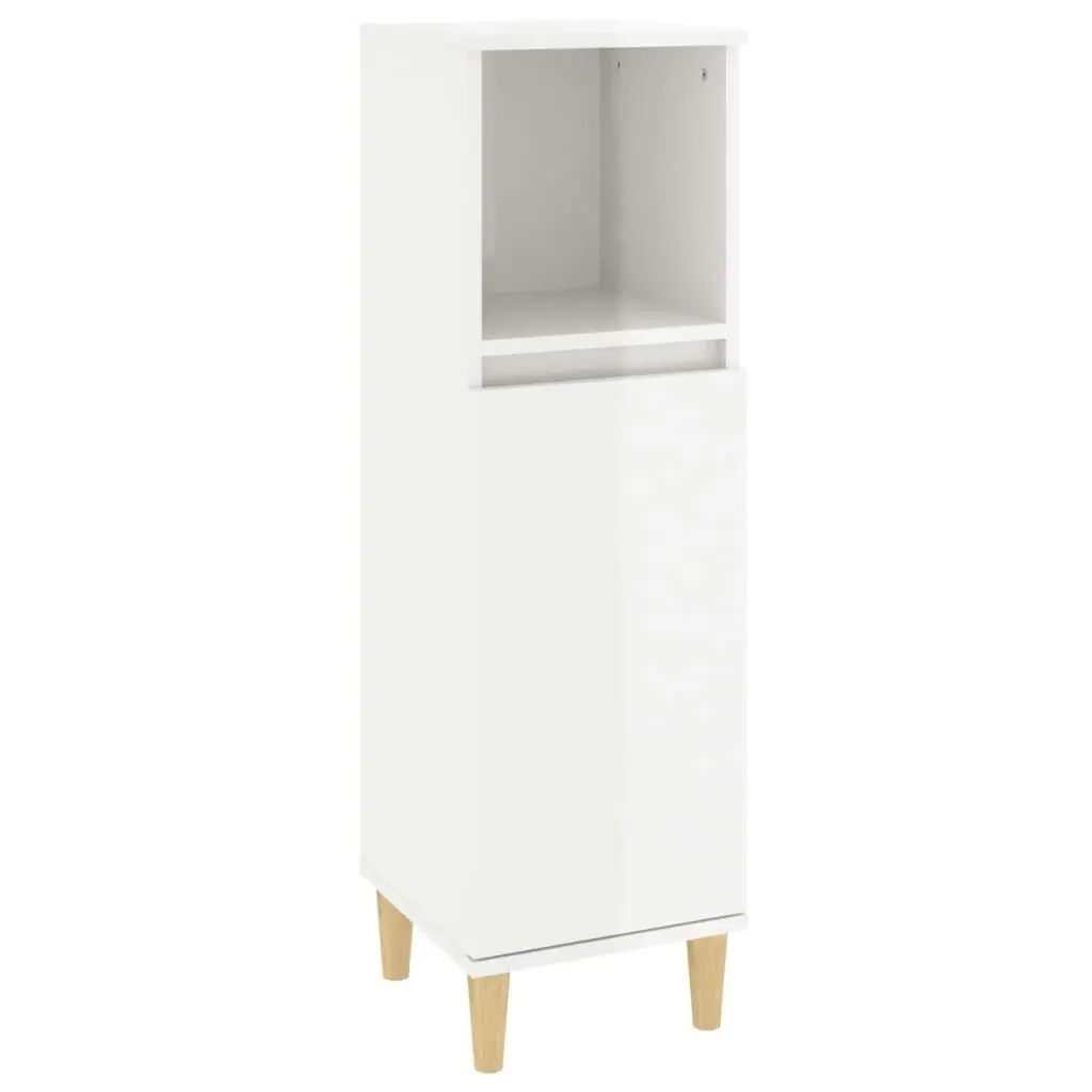 Bathroom Cabinet High Gloss White 30x30x100 cm Engineered Wood 819806