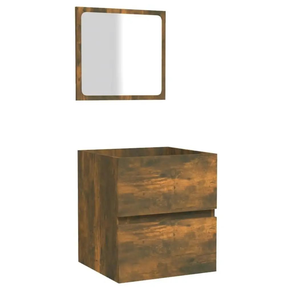 Bathroom Cabinet with Mirror Smoked Oak Engineered Wood 820472