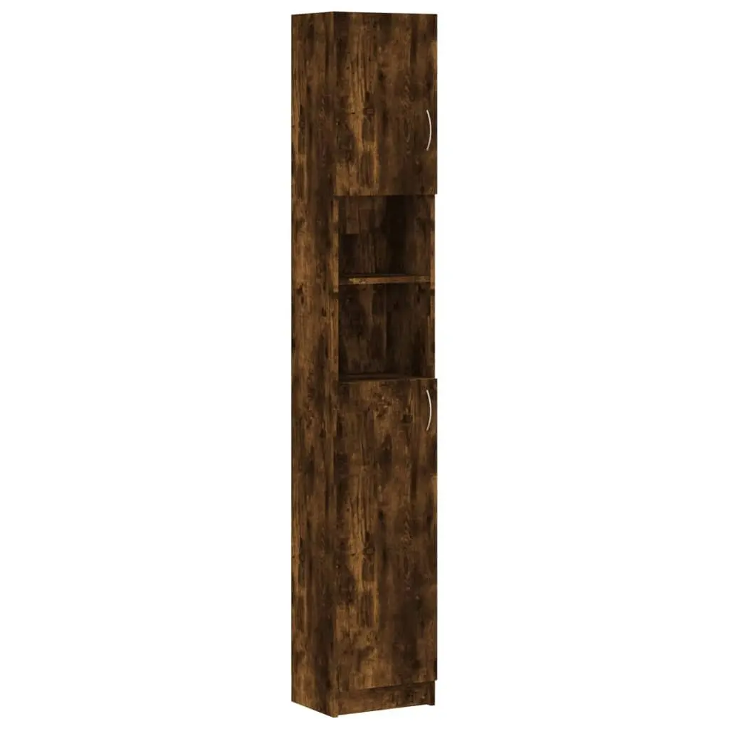 Bathroom Cabinet Smoked Oak 32x25.5x190 cm Engineered Wood 815537