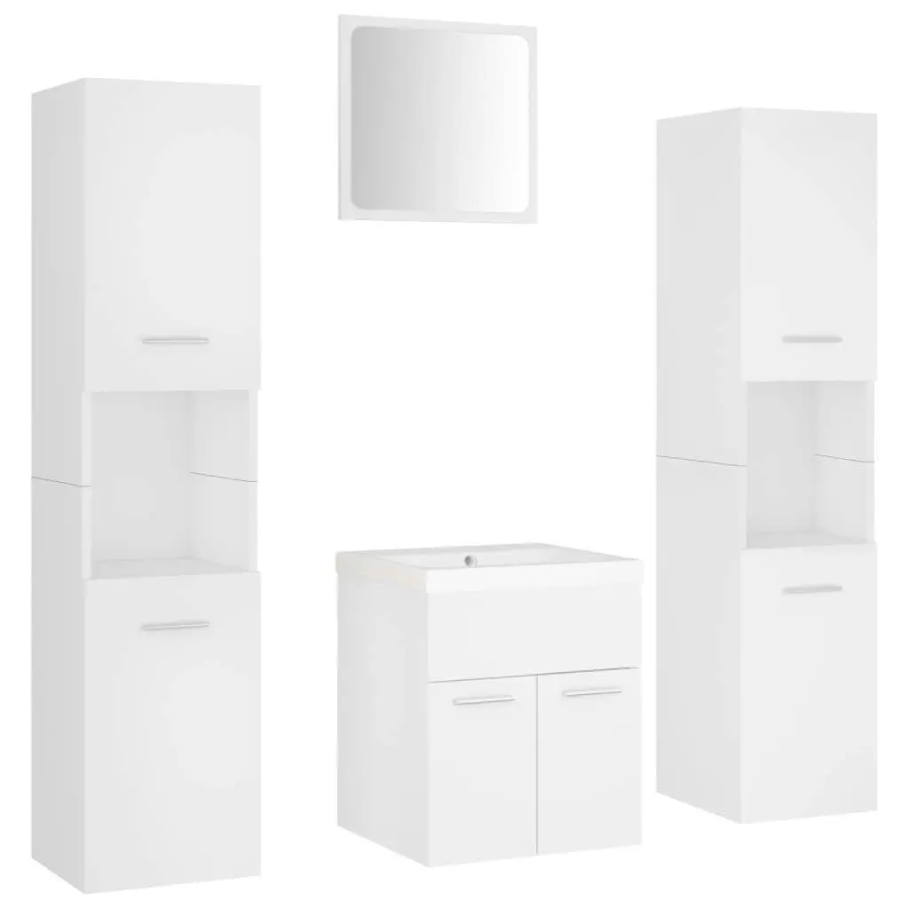 Bathroom Furniture Set White Engineered Wood 3071216