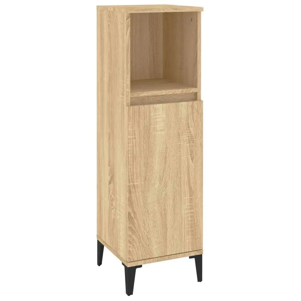 Bathroom Cabinet Sonoma Oak 30x30x100 cm Engineered Wood 819815