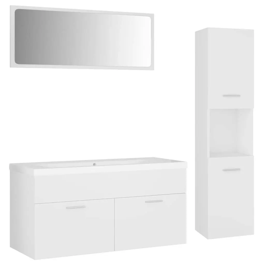 Bathroom Furniture Set White Engineered Wood 3071162