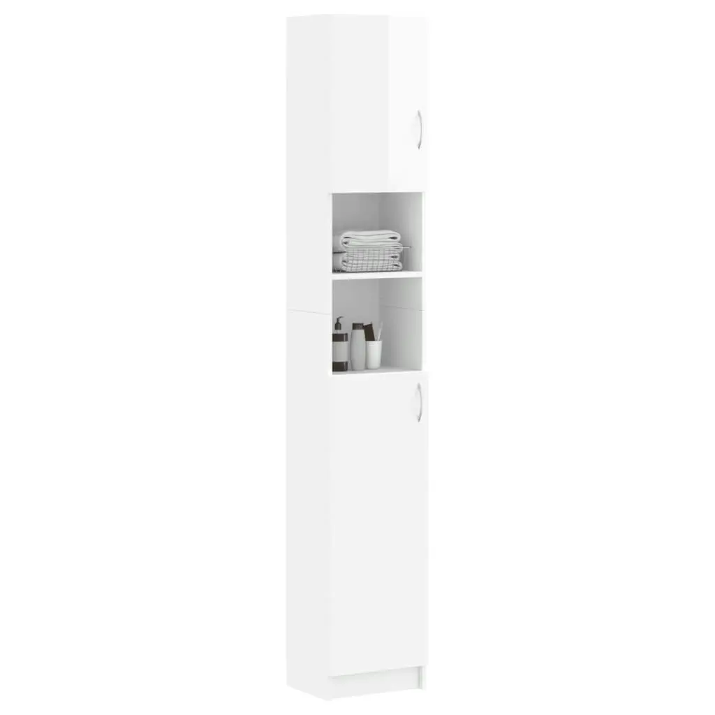 Bathroom Cabinet High Gloss White 32x25.5x190 cm Engineered Wood 802882