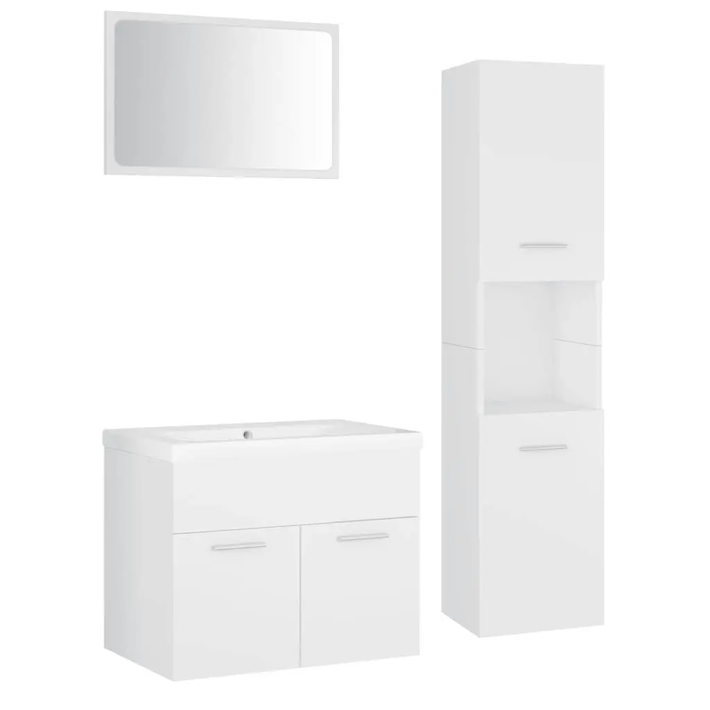 Bathroom Furniture Set White Engineered Wood 3071135