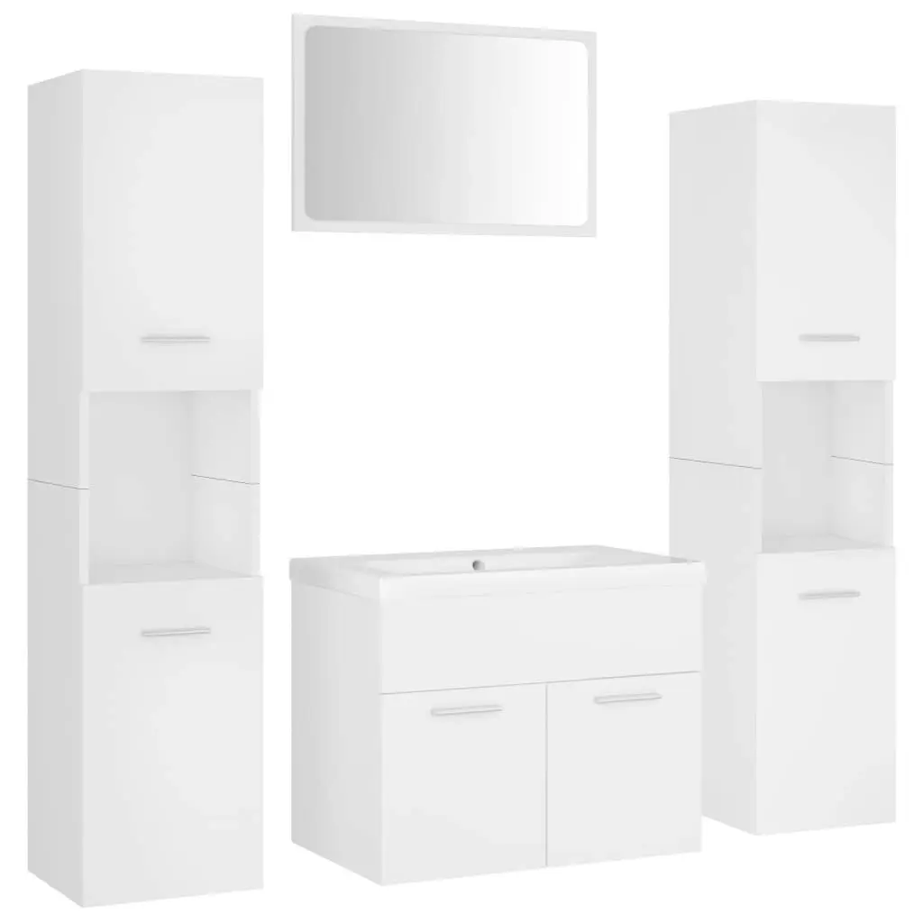 Bathroom Furniture Set White Engineered Wood 3071225