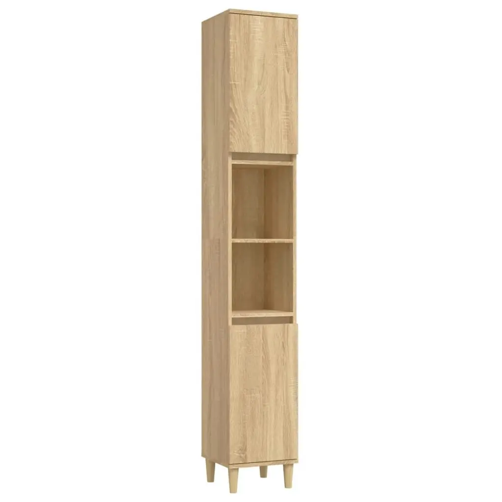 Bathroom Cabinet Sonoma Oak 30x30x190 cm Engineered Wood 819791