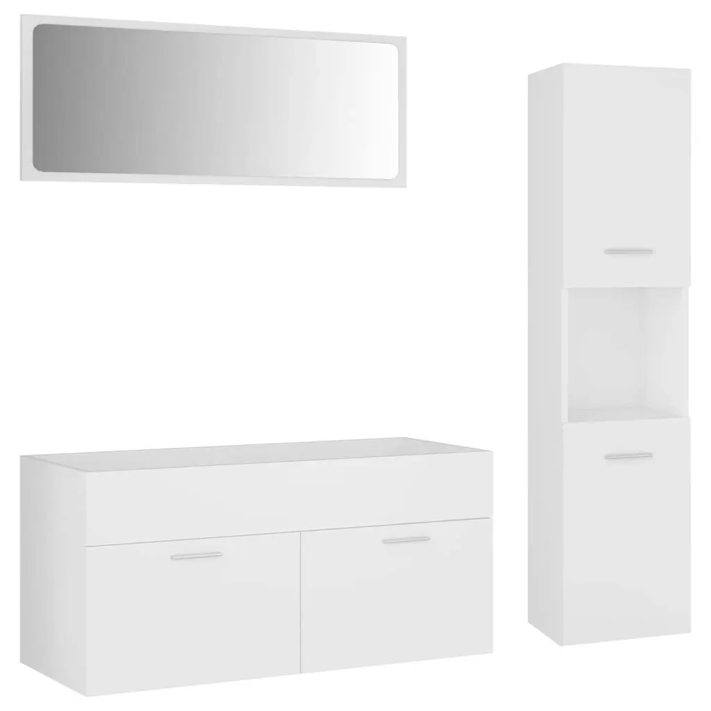 Bathroom Furniture Set White Engineered Wood 3070982