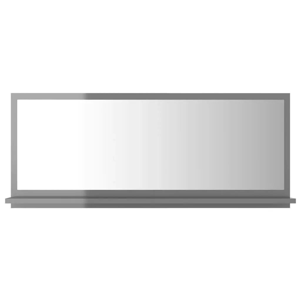 Bathroom Mirror High Gloss Grey 90x10.5x37 cm Engineered Wood 804588